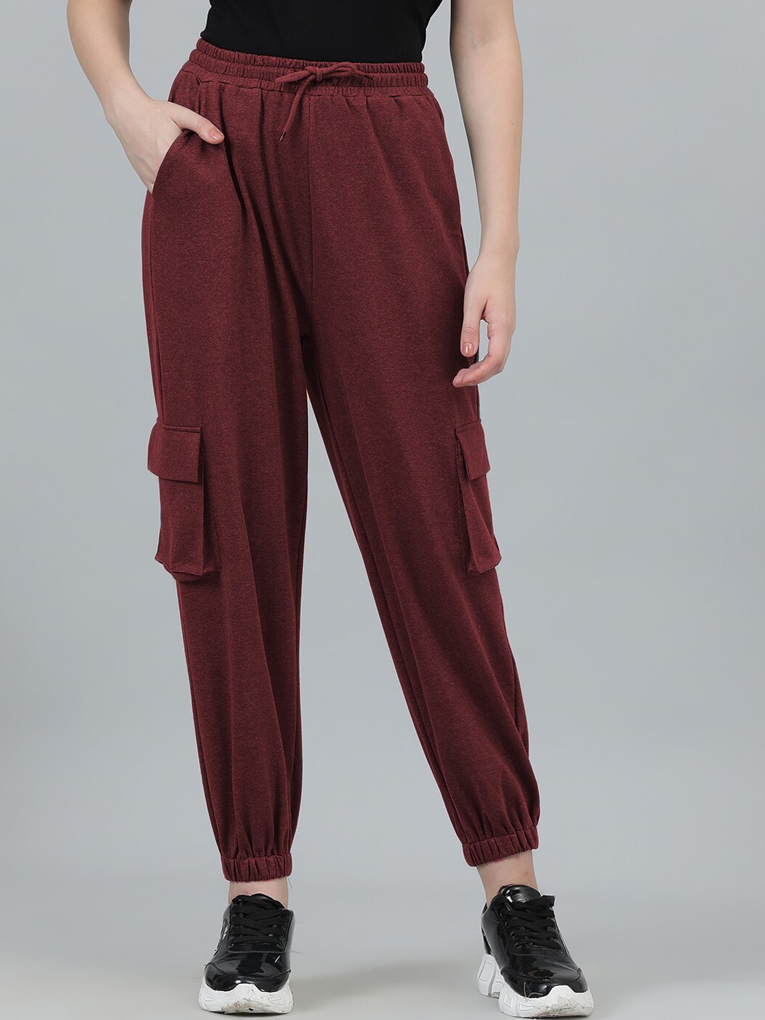 

Kotty Women Cotton Mid-Rise Joggers, Maroon