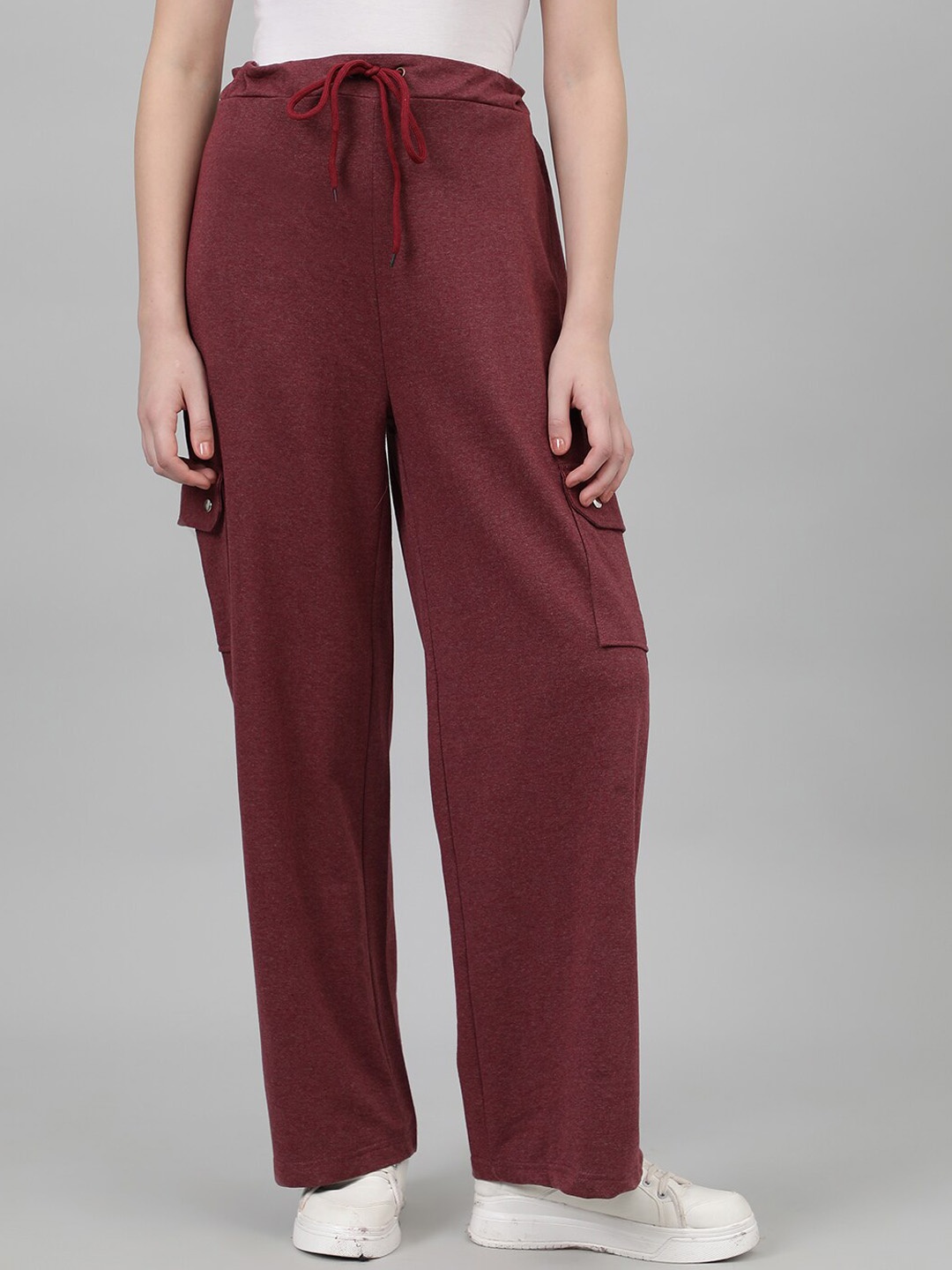 

Kotty Women Maroon Mid-Rise Cotton Track Pants