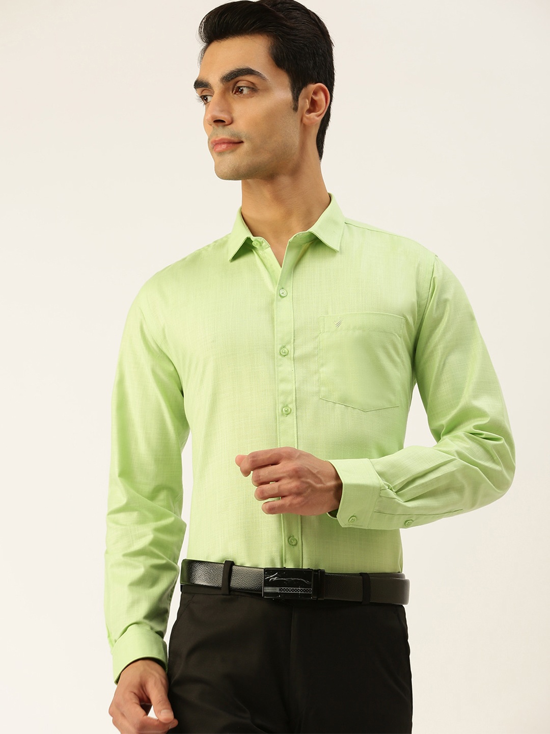 

Viveagham Men Smart Cotton Formal Shirt, Lime green