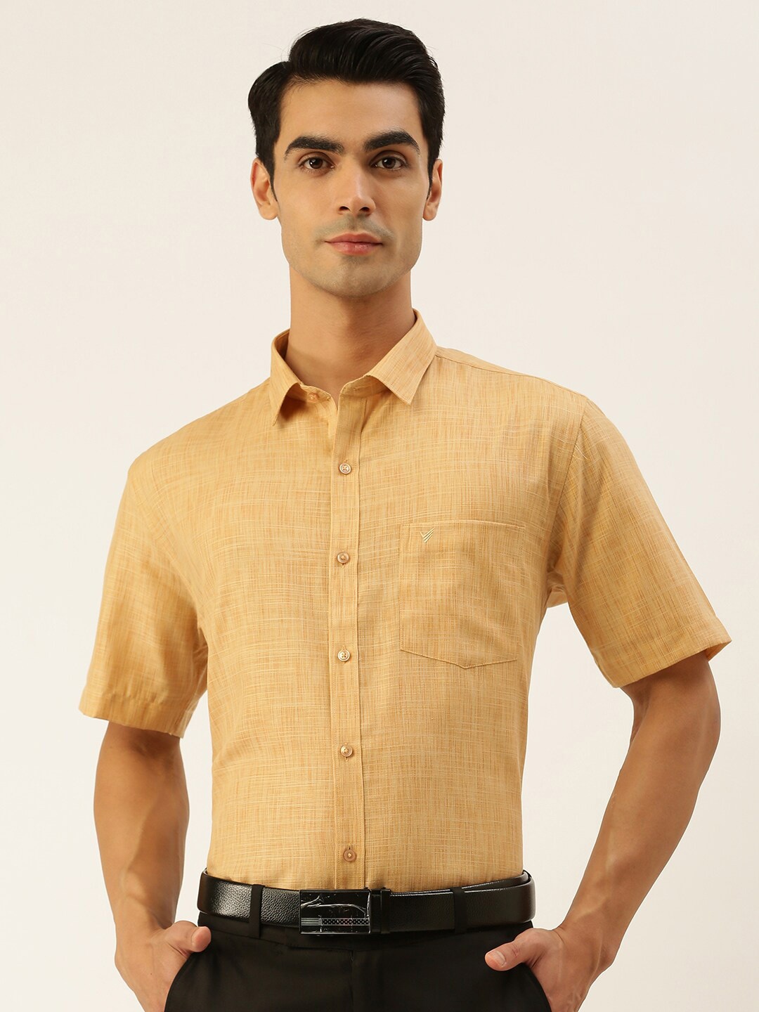 

Viveagham Smart Spread Collar Cotton Formal Shirt, Orange