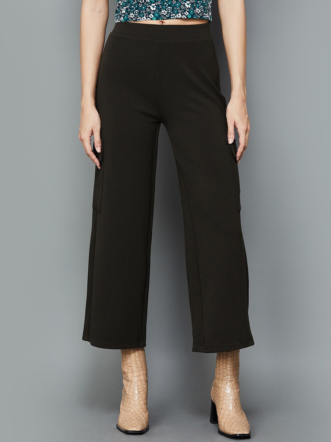 

Ginger by Lifestyle Women Mid-Rise Cropped Culottes Trousers, Brown