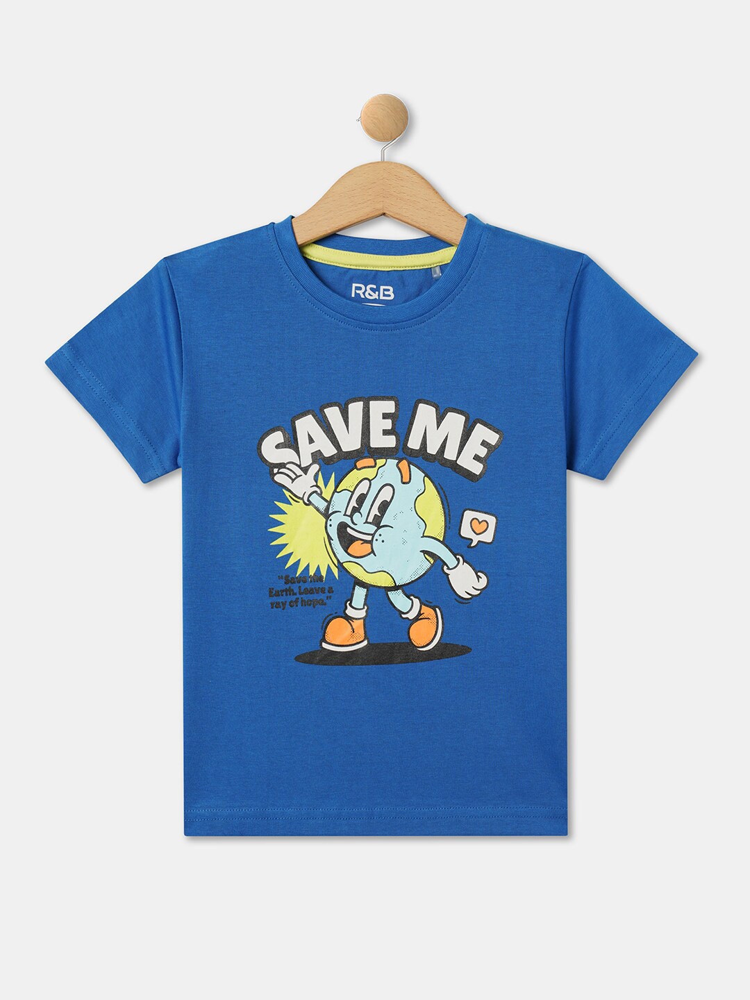 

R&B Boys Graphic Printed Cotton T-shirt, Blue