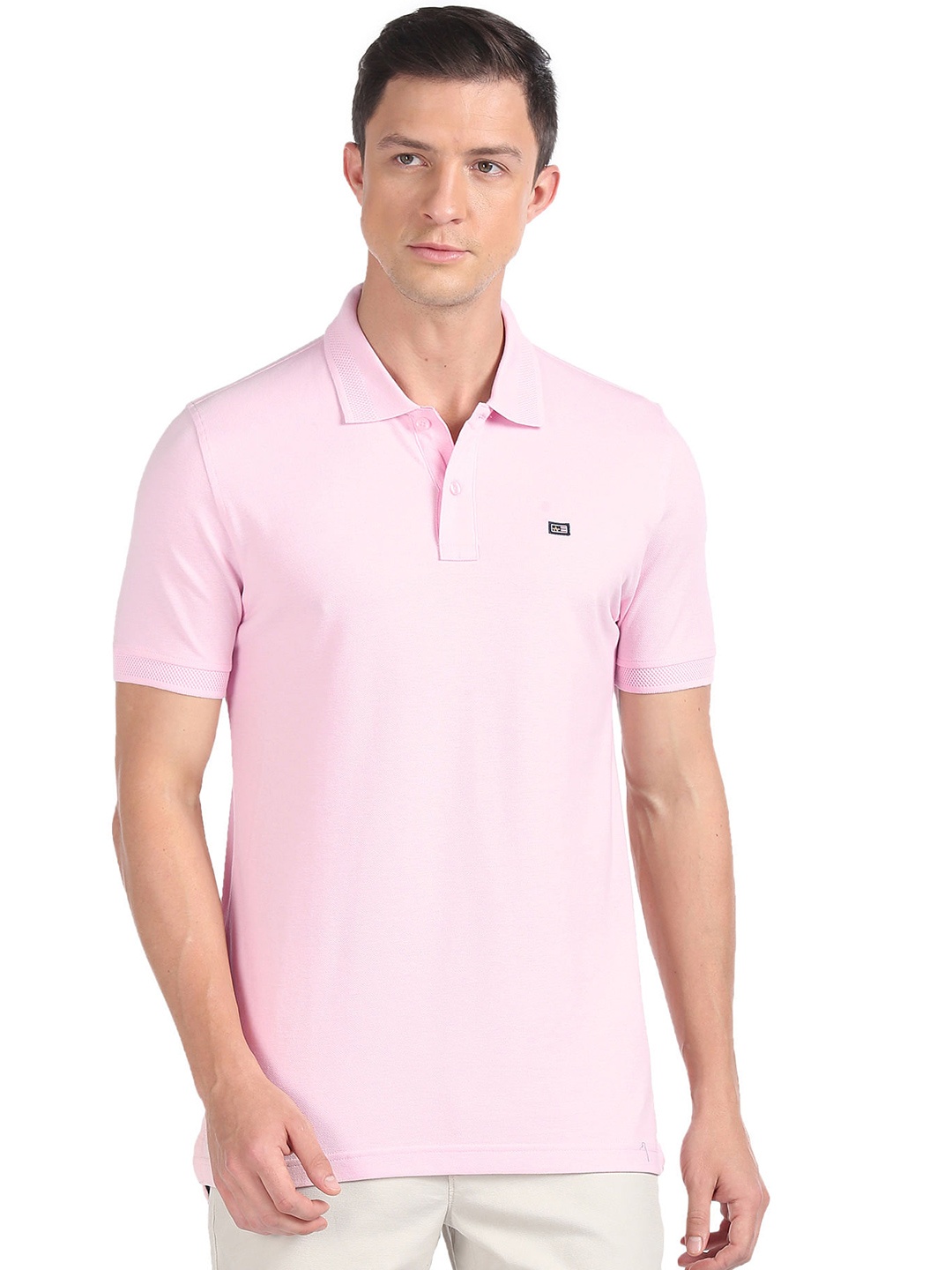 

Arrow Sport Polo Collar Short Sleeve Cotton Regular T-shirt, Pink
