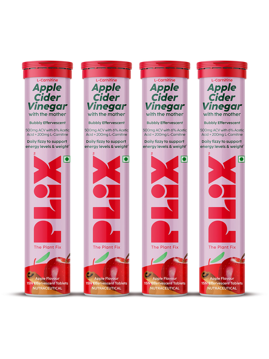 

PLIX THE PLANT FIX Set Of 4 Apple Cider Vinegar Tablets For Weight Loss - 15 Tablets Each, Purple