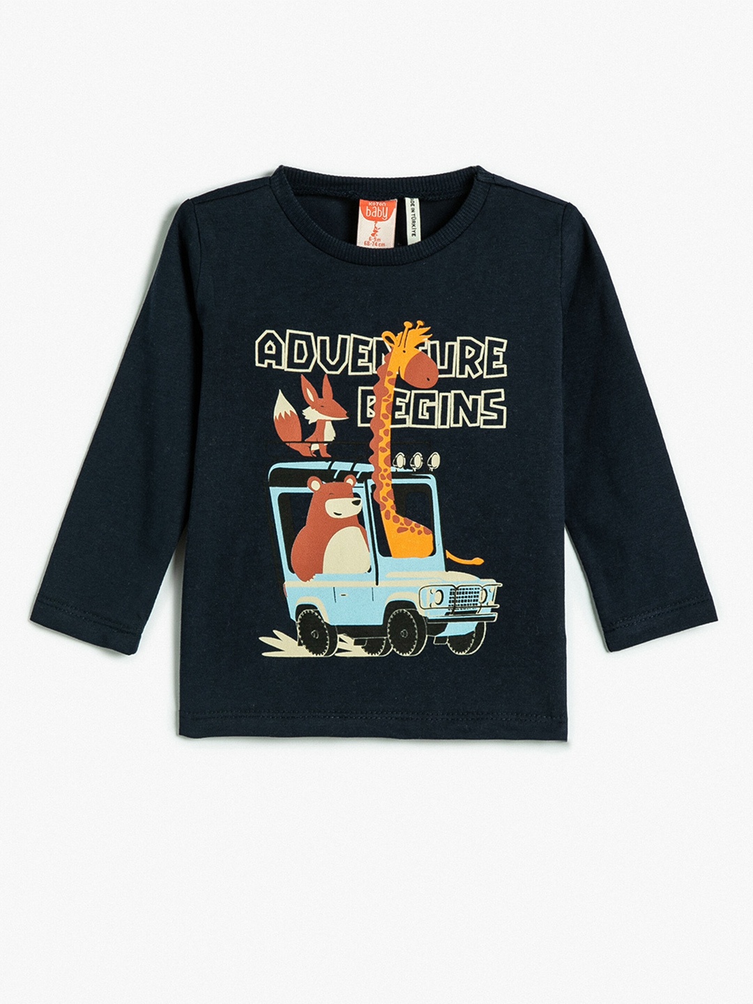 

Koton Boys Graphic Printed Cotton T-shirt, Navy blue