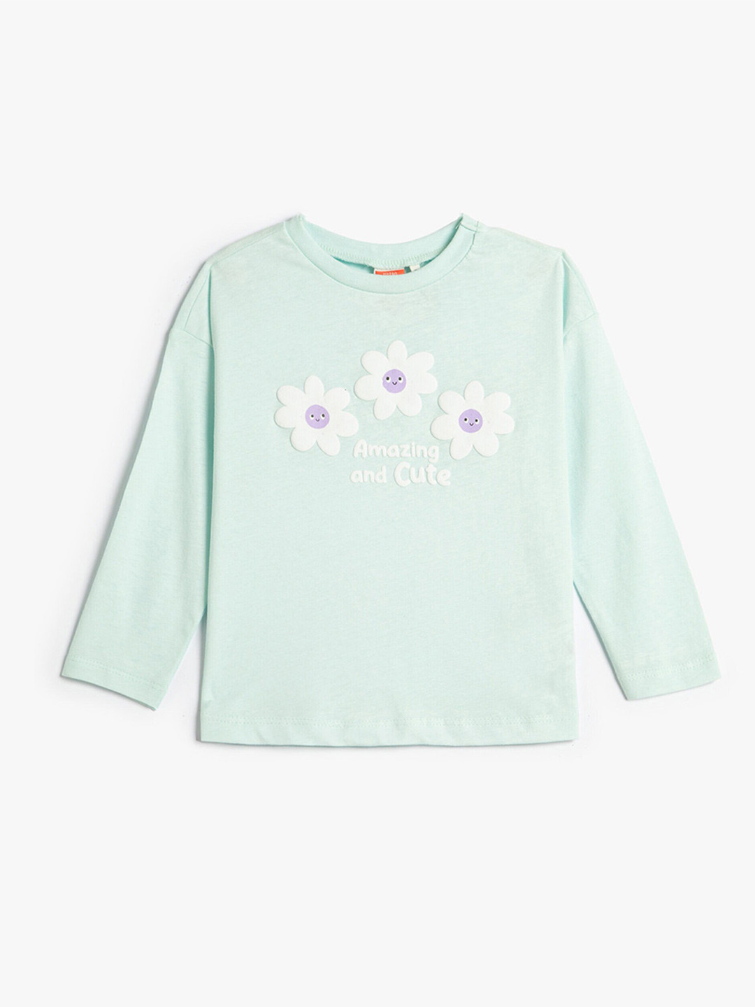 

Koton Girls Floral Printed Round Neck Regular Fit Cotton T-Shirt, Green