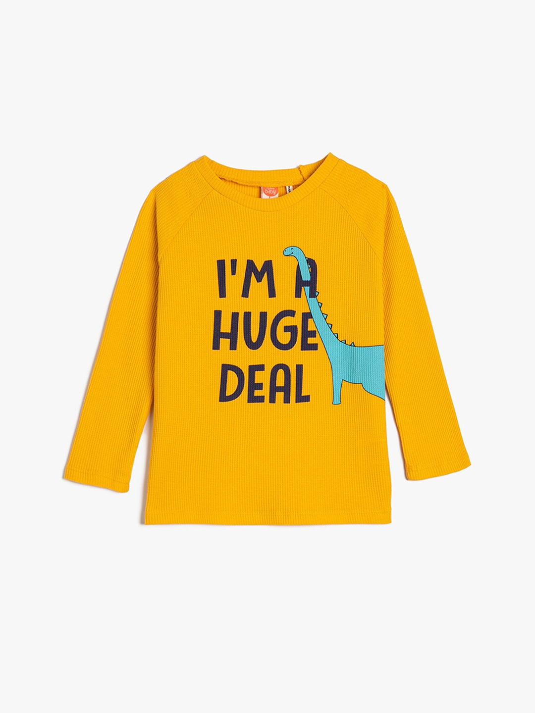 Koton Boys Typography Round Neck Regular Fit Cotton T-Shirt, Yellow