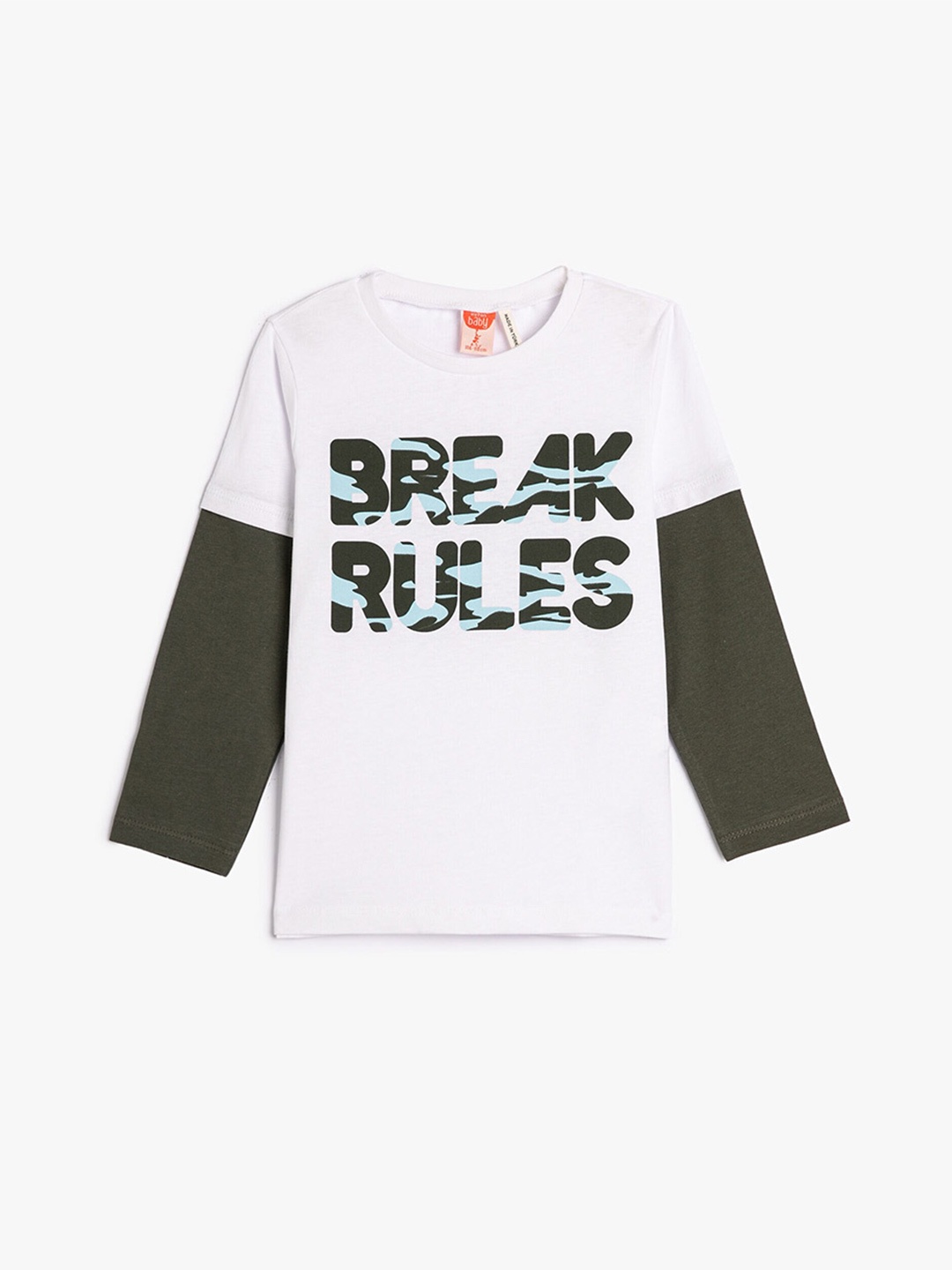 

Koton Boys Typography Printed Round Neck Regular Fit Cotton T-Shirt, White