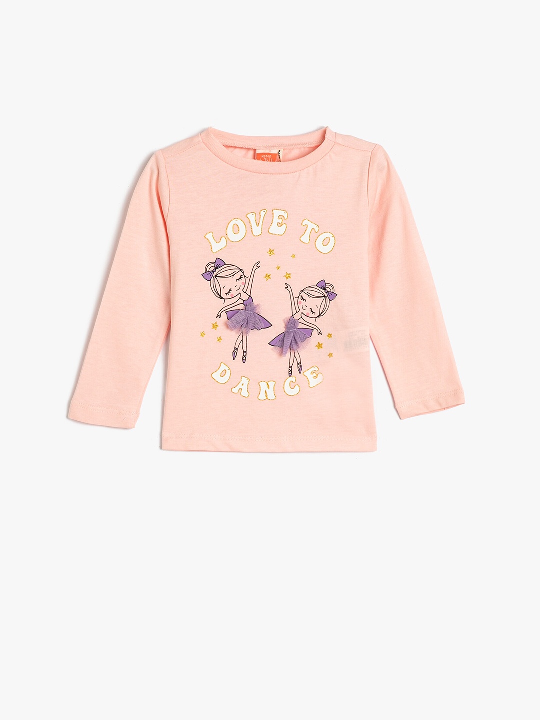 

Koton Girls Graphic Printed Round Neck Regular Fit Cotton T-Shirt, Pink