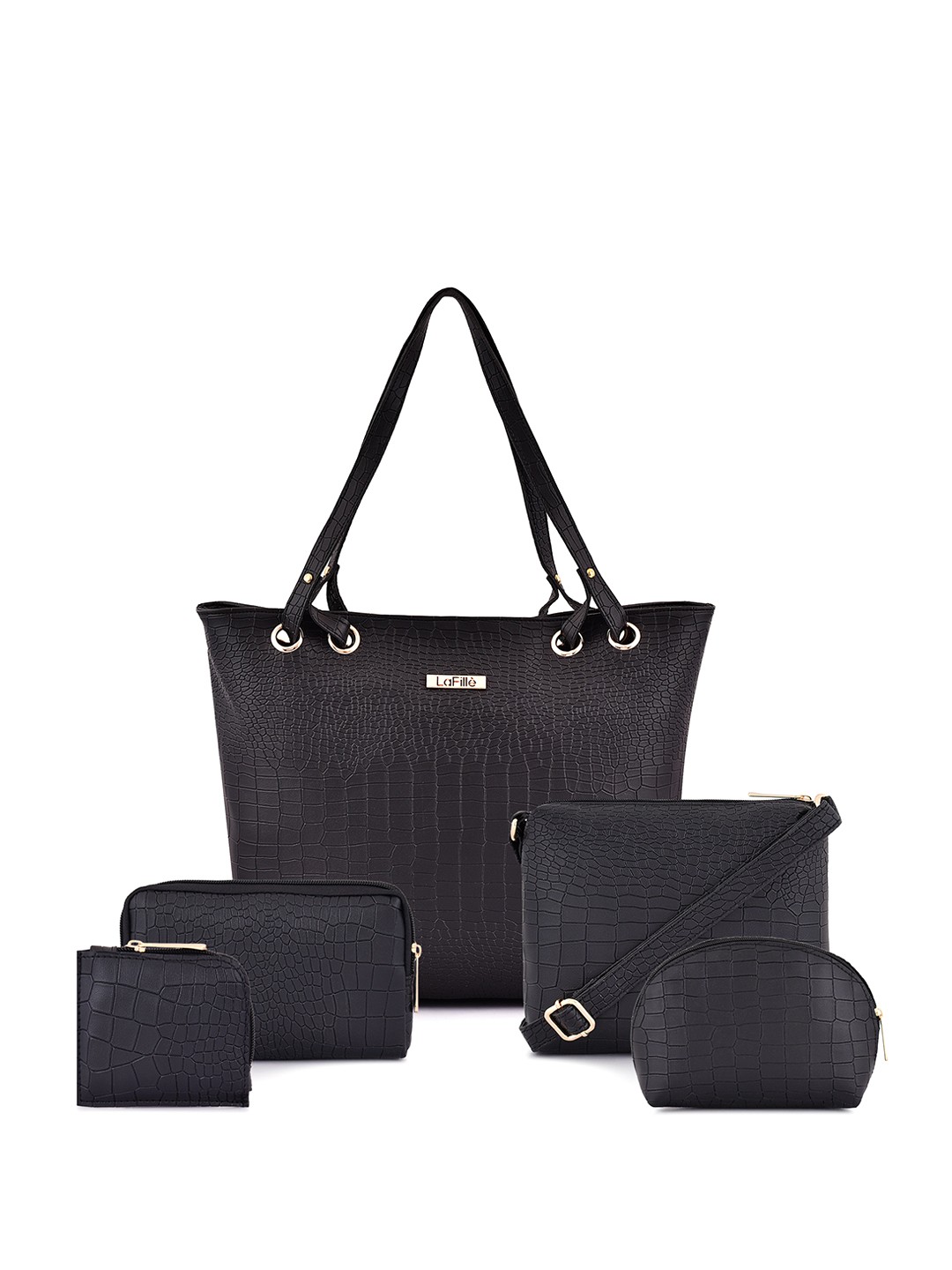 

LaFille Textured PU Structured Shoulder Bag, Black