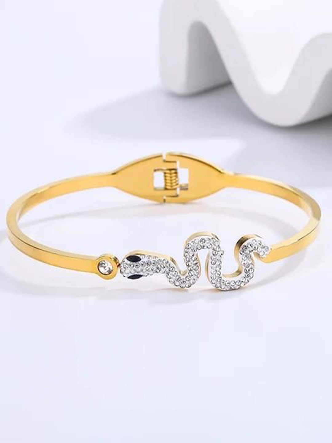 

VIEN Unisex Cubic Zirconia Gold-Plated Cuff Bracelet