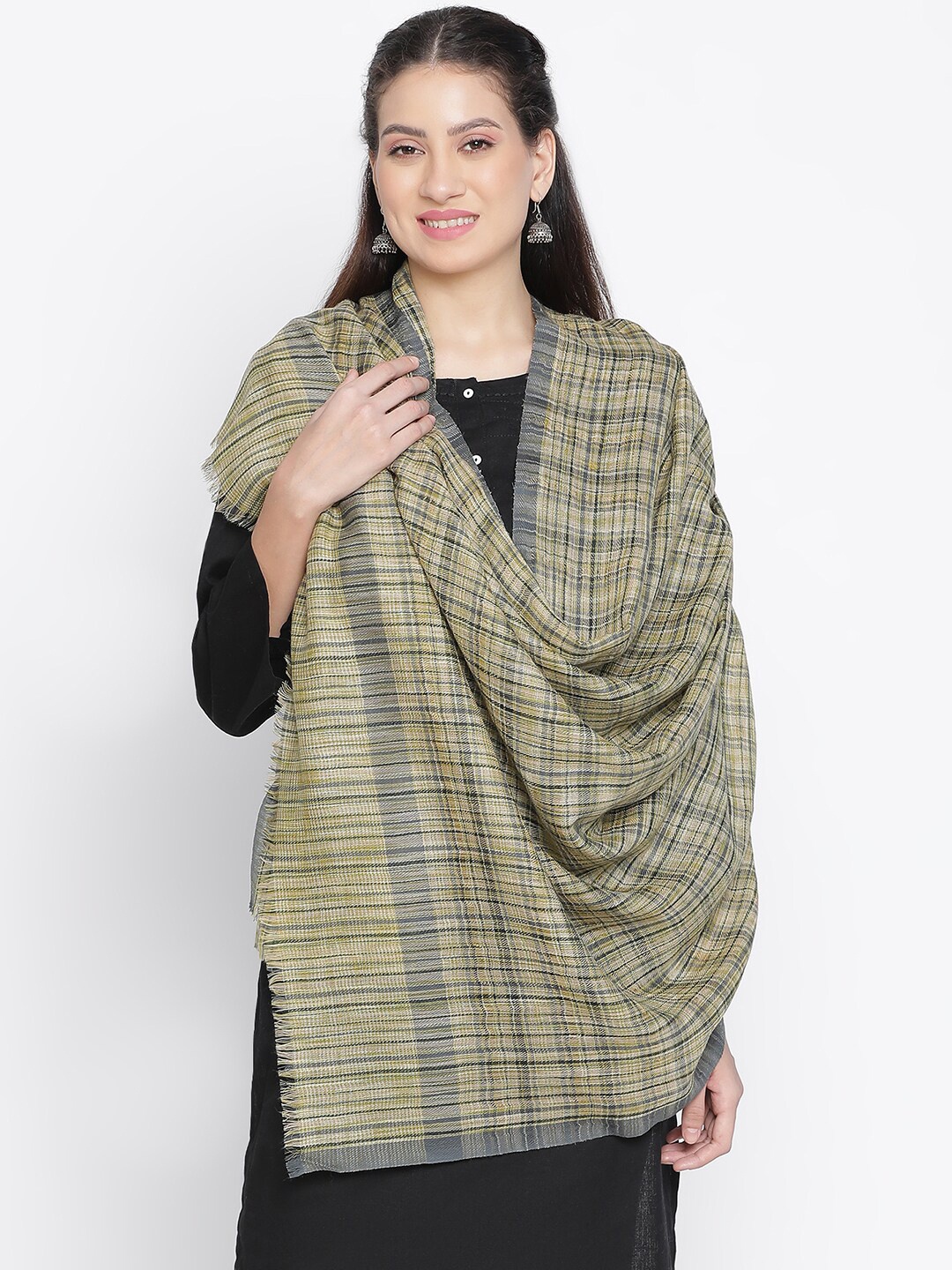 

SHINGORA Geometric Woven Design Shawl, Green