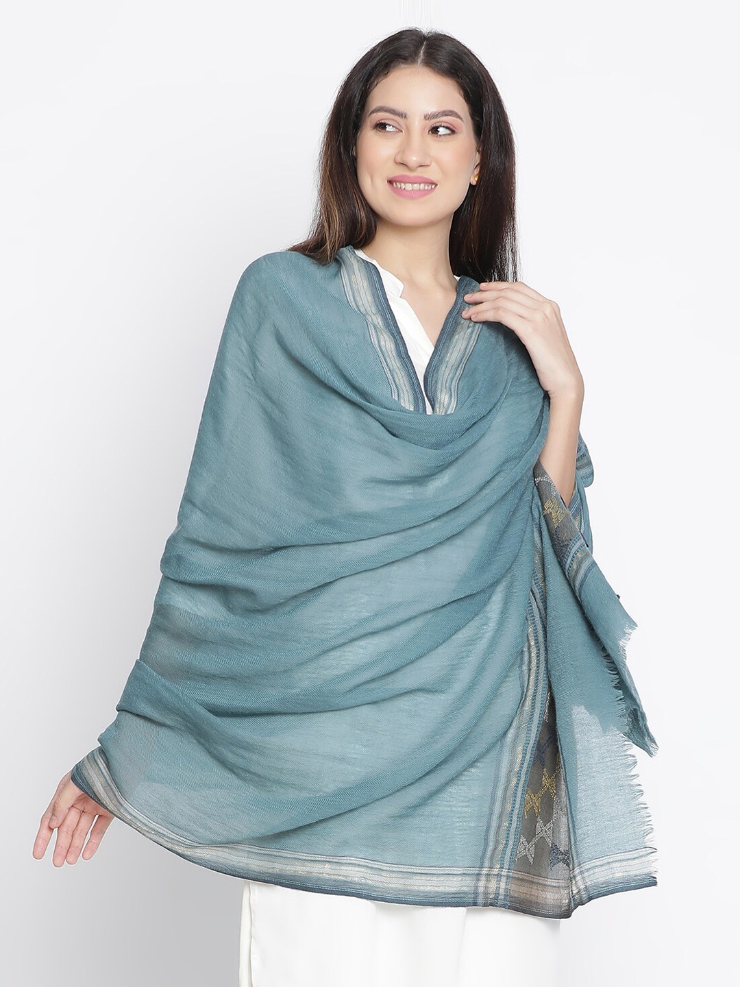 

SHINGORA Striped Woven Design Shawl, Blue