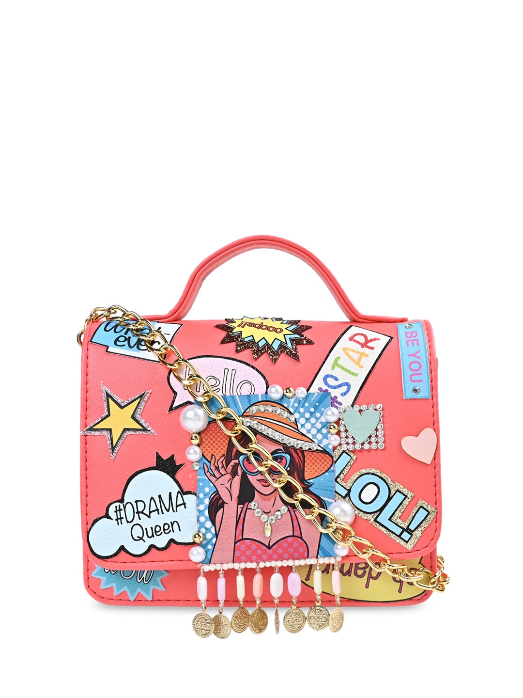 

Vdesi Embellished Structured Satchel, Pink