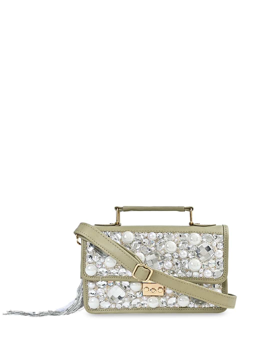 

Vdesi Embellished Structured Satchel, Green