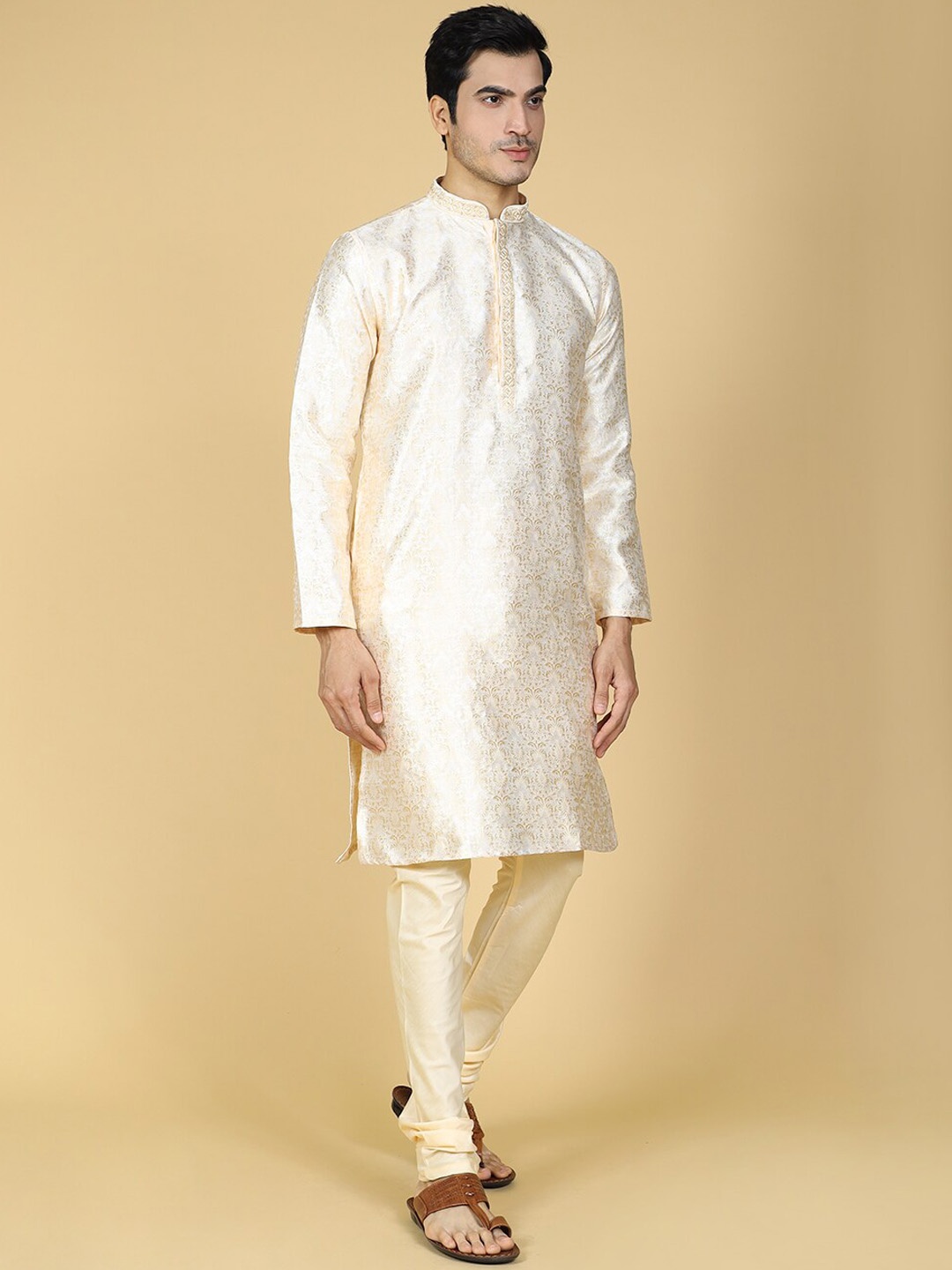 

Sultan The King Of Kurta Ethnic Motifs Woven Design Straight Kurta, Cream