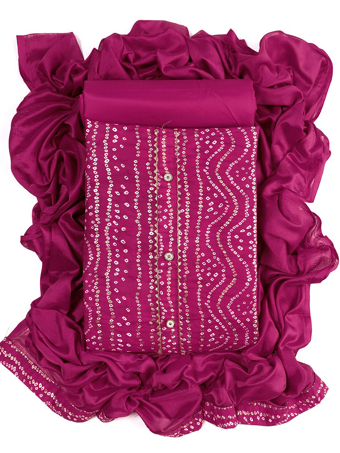 

Sun Fashion And Lifestyle Bandhani Printed Unstitched Dress Material, Pink