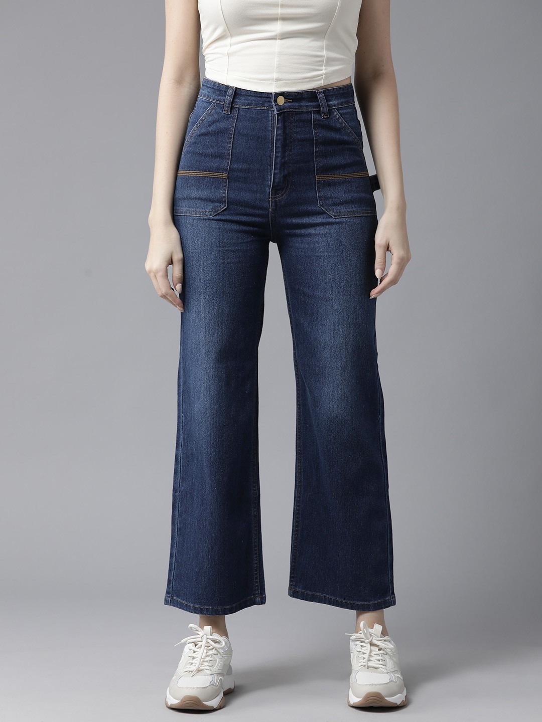

The Roadster Life Co. Women Flared High-Rise Light Fade Stretchable Jeans, Blue