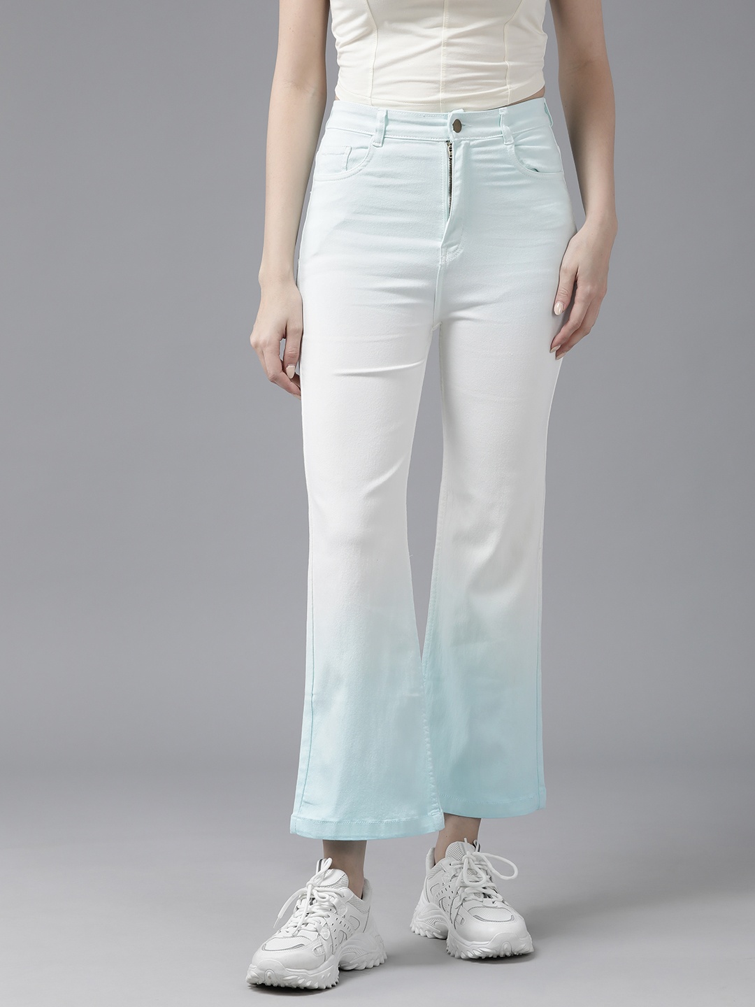 

The Roadster Life Co. Women Flared High-Rise Stretchable Jeans, White