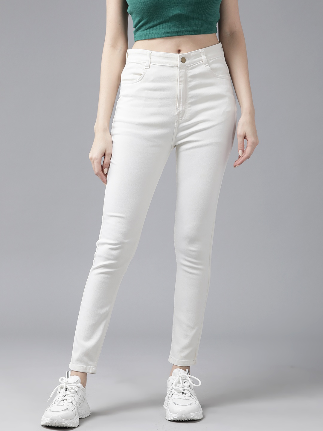 

The Roadster Life Co. Women Skinny Fit High-Rise Stretchable Jeans, White