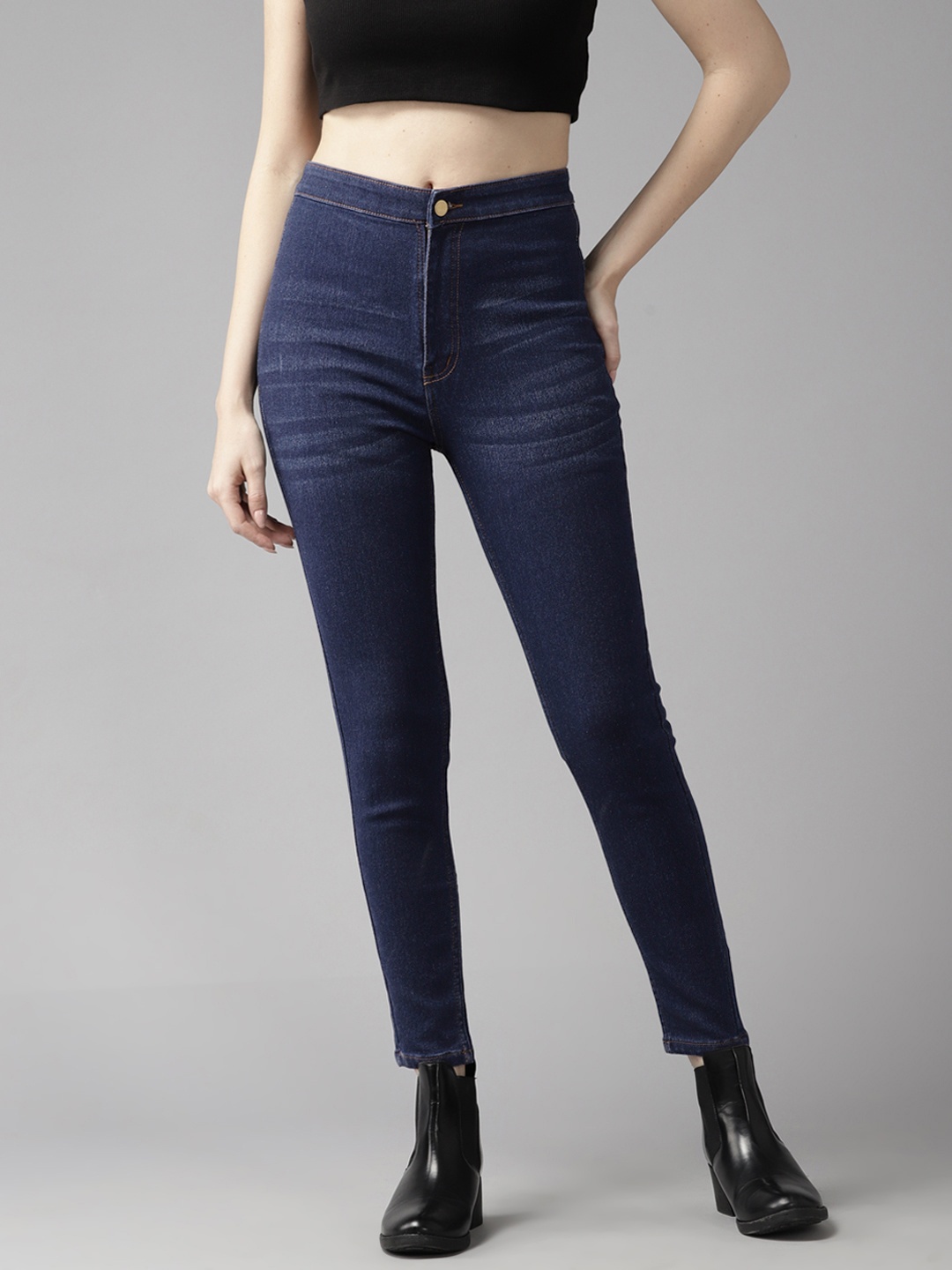 

Roadster Women Skinny Fit High-Rise Stretchable Jeans, Navy blue