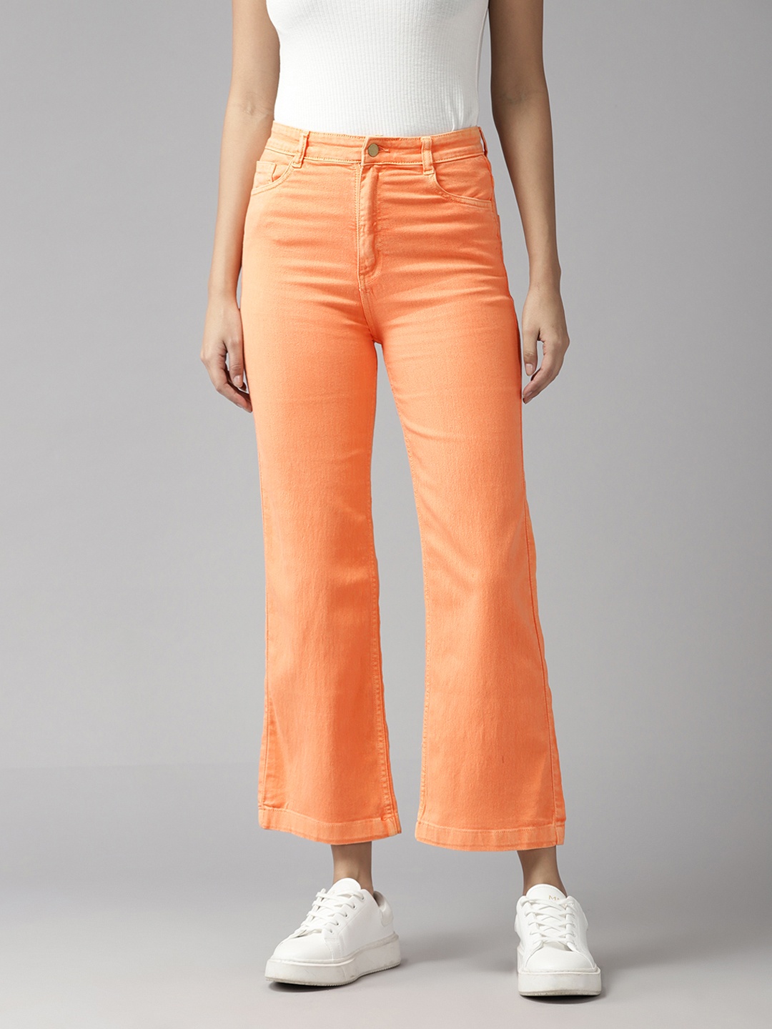 

Roadster Women Flared High-Rise Stretchable Jeans, Orange