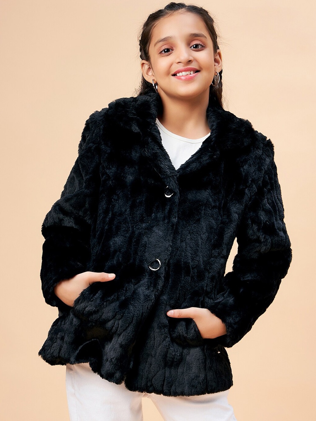 

Ben & Joe Single Breasted Faux Fur Overcoat, Black