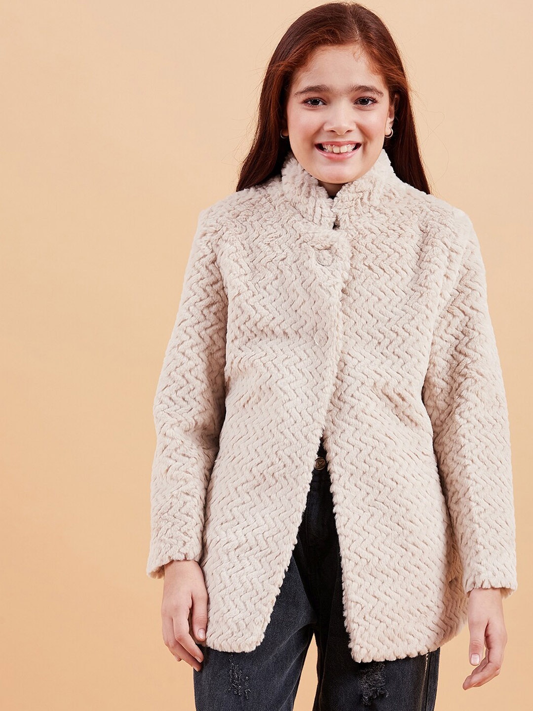 

Ben & Joe Girls Self Design Overcoat, Beige