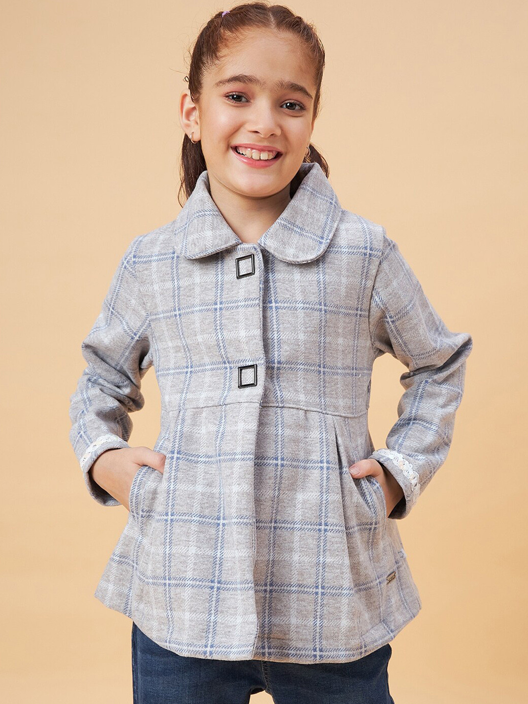 

Ben & Joe Girls Single-Breasted Faux Fur Overcoat, Grey