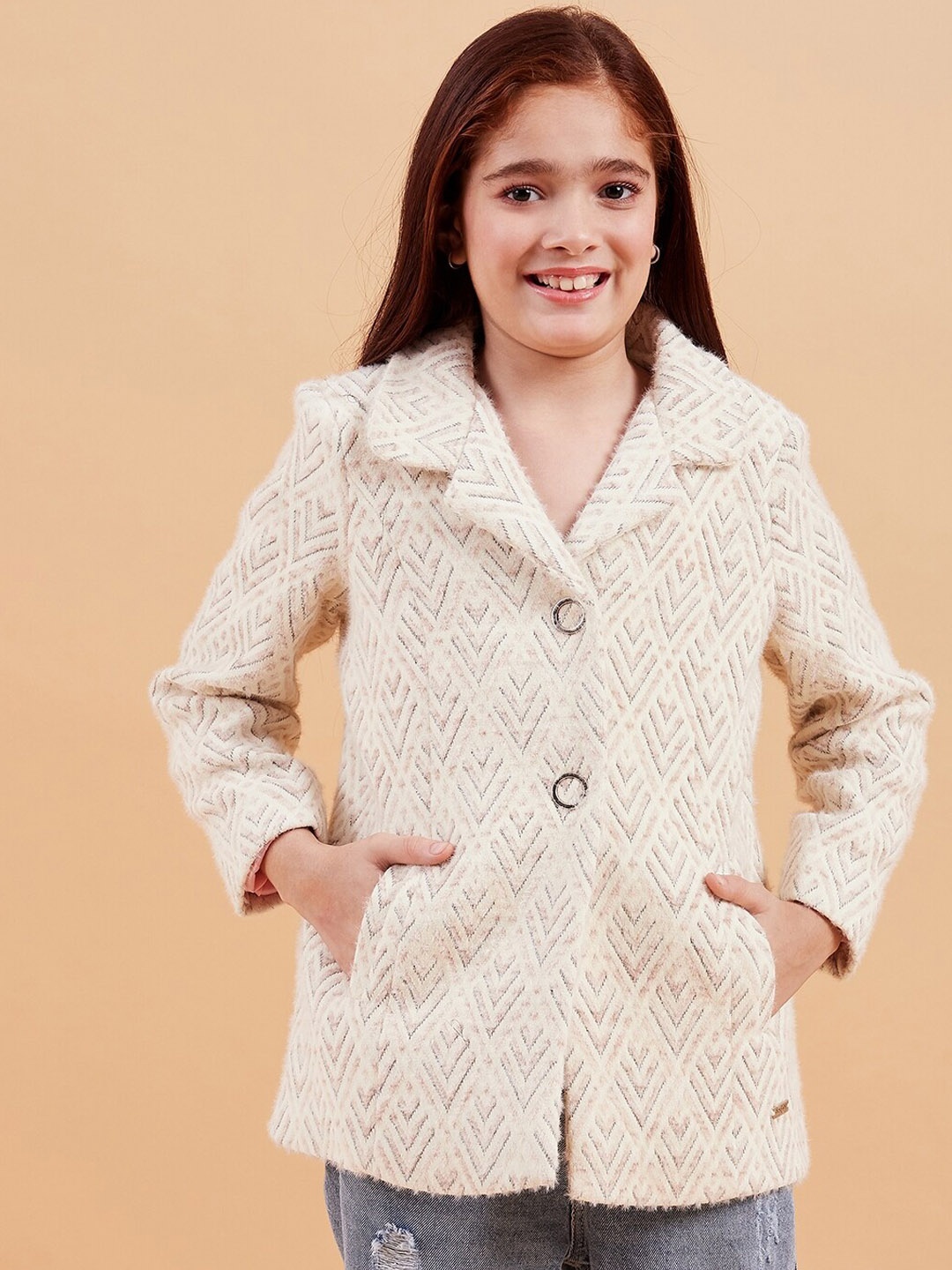 

Ben & Joe Self Design Single-Breasted Faux Fur Overcoat, Pink