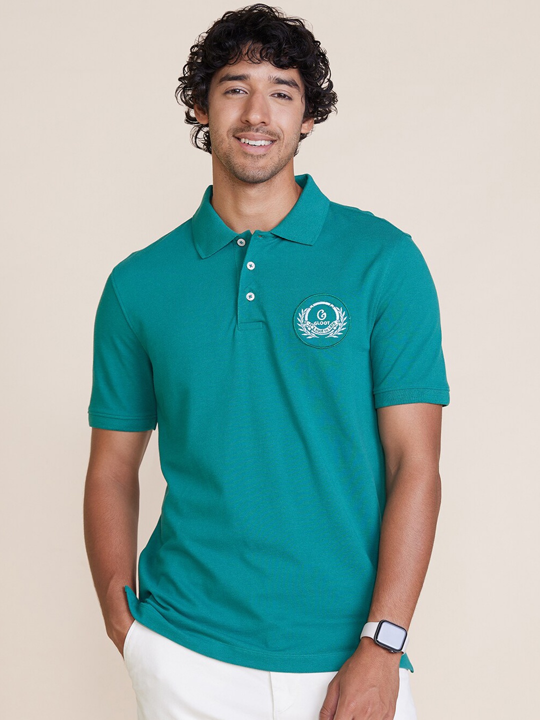 

Gloot Polo Collar Pure Cotton T-shirt, Green