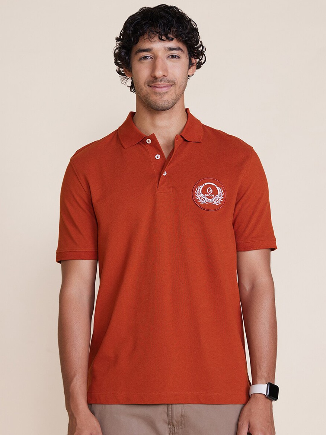 

Gloot Polo Collar Pure Cotton T-shirt, Rust