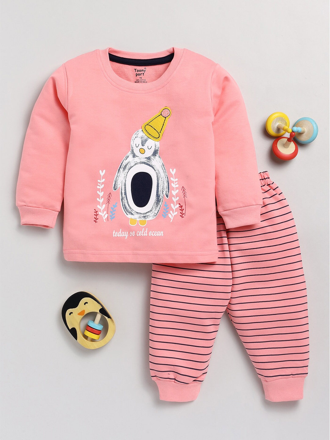 

Toonyport Kids Graphic Printed Sweatshirt with Trousers, Pink