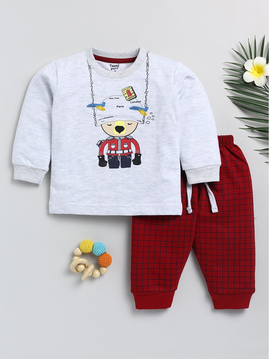 

Toonyport Kids Graphic Printed Sweatshirt with Trousers, Grey