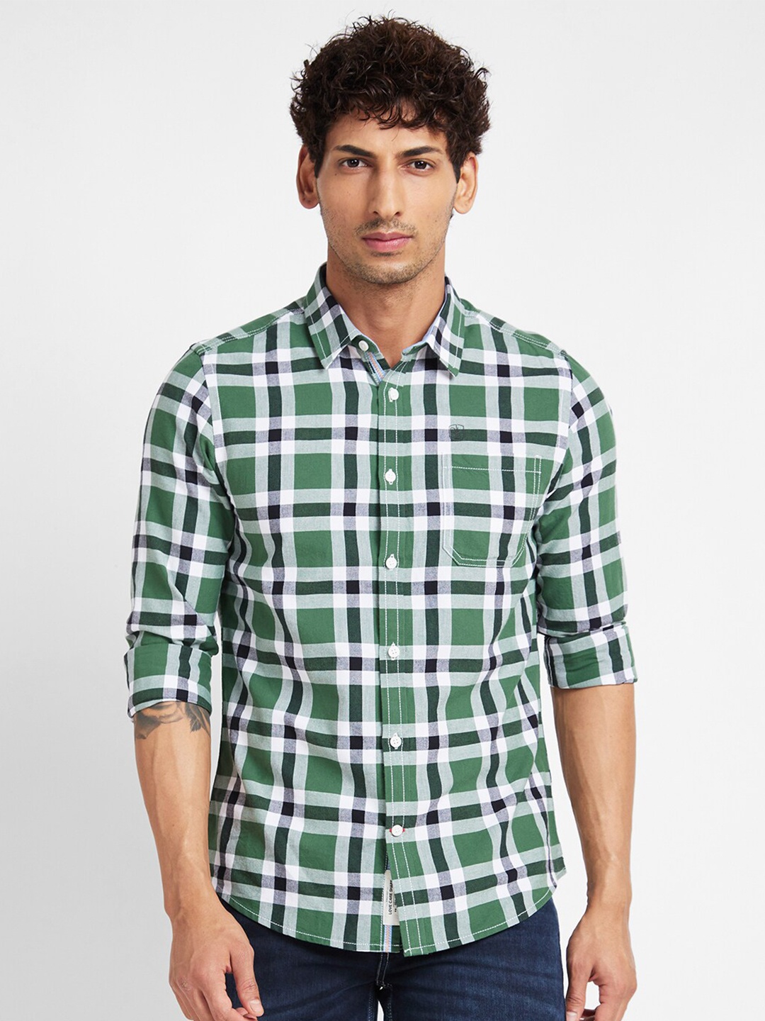 

Being Human Slim Fit Tartan Checked Casual Shirt, Green
