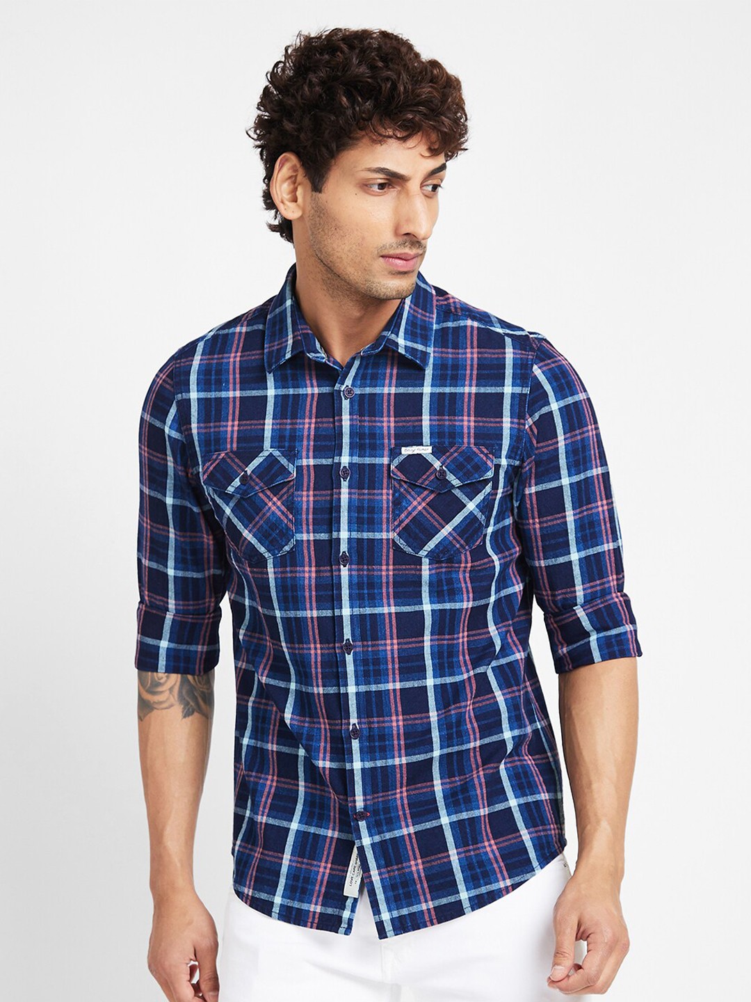 

Being Human Slim Fit Tartan Checked Casual Shirt, Blue