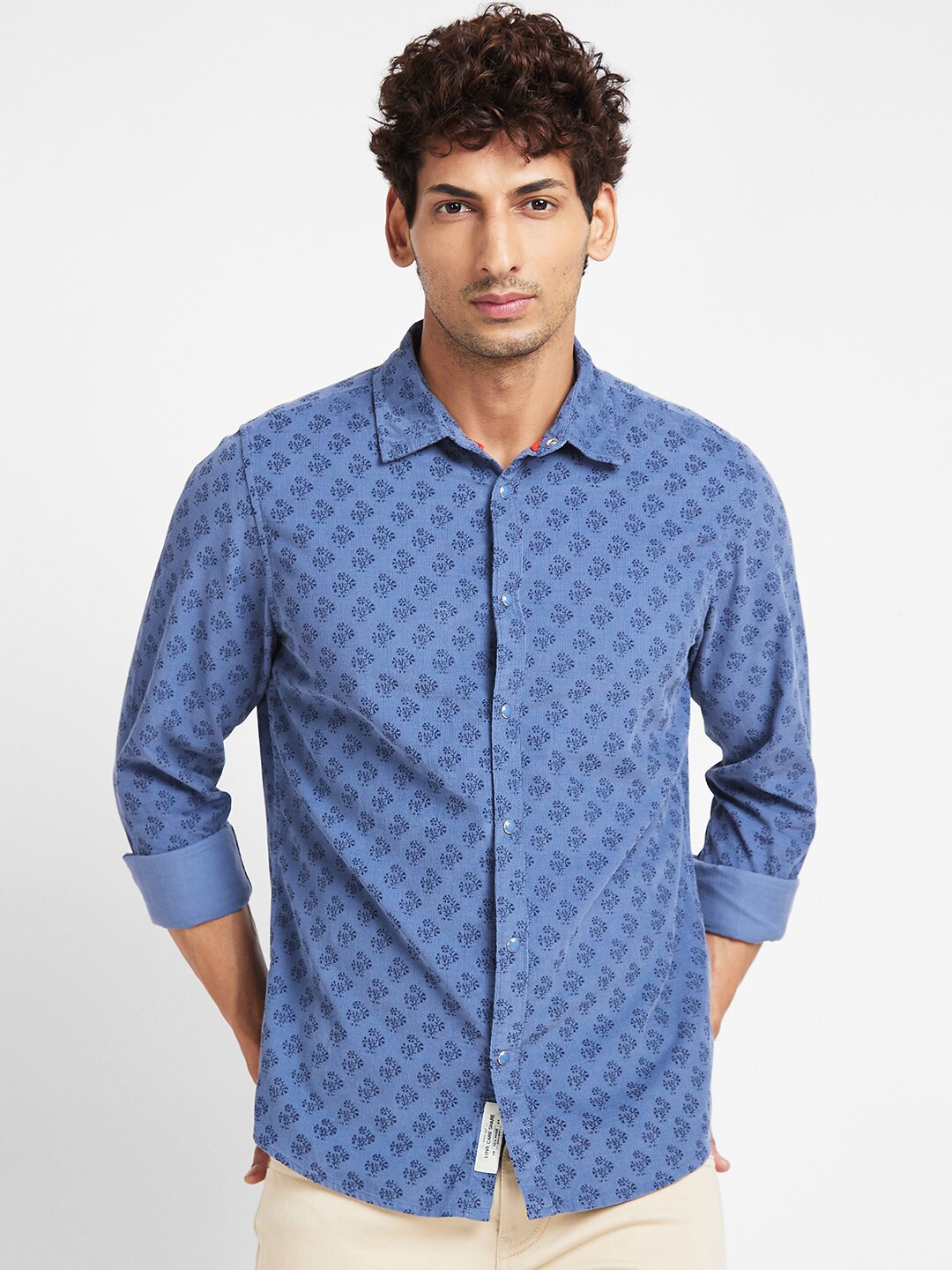 

Being Human Slim Fit Opaque Printed Casual Shirt, Blue