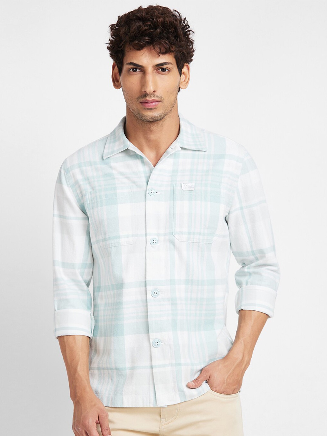 

Being Human Slim Fit Tartan Checked Casual Shirt, White