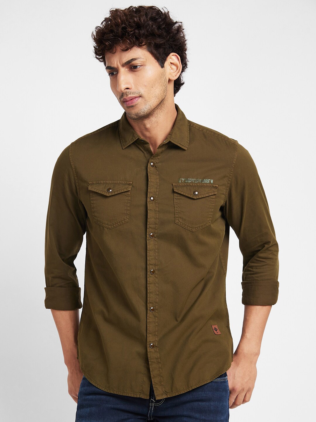 

Being Human Slim Fit Opaque Casual Shirt, Green