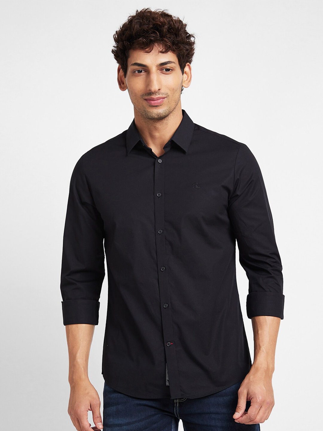 

Being Human Spread Collar Slim Fit Opaque Casual Shirt, Black