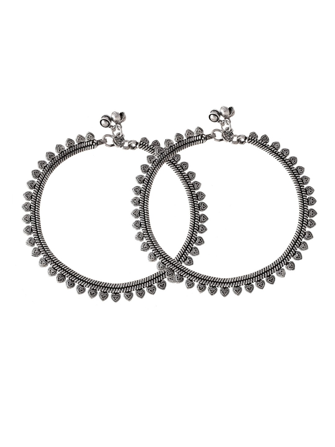 

Infuzze Set Of 2 Silver-Plated Oxidised Anklets