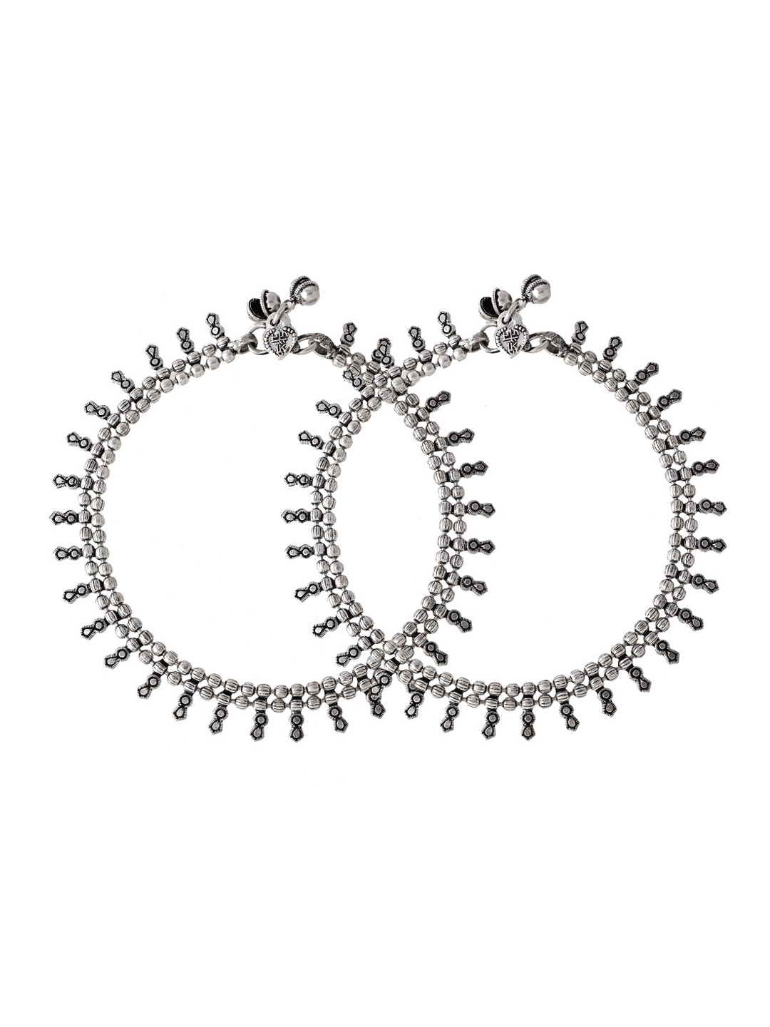 

Infuzze Set Of 2 Silver-Plated Oxidised Anklets