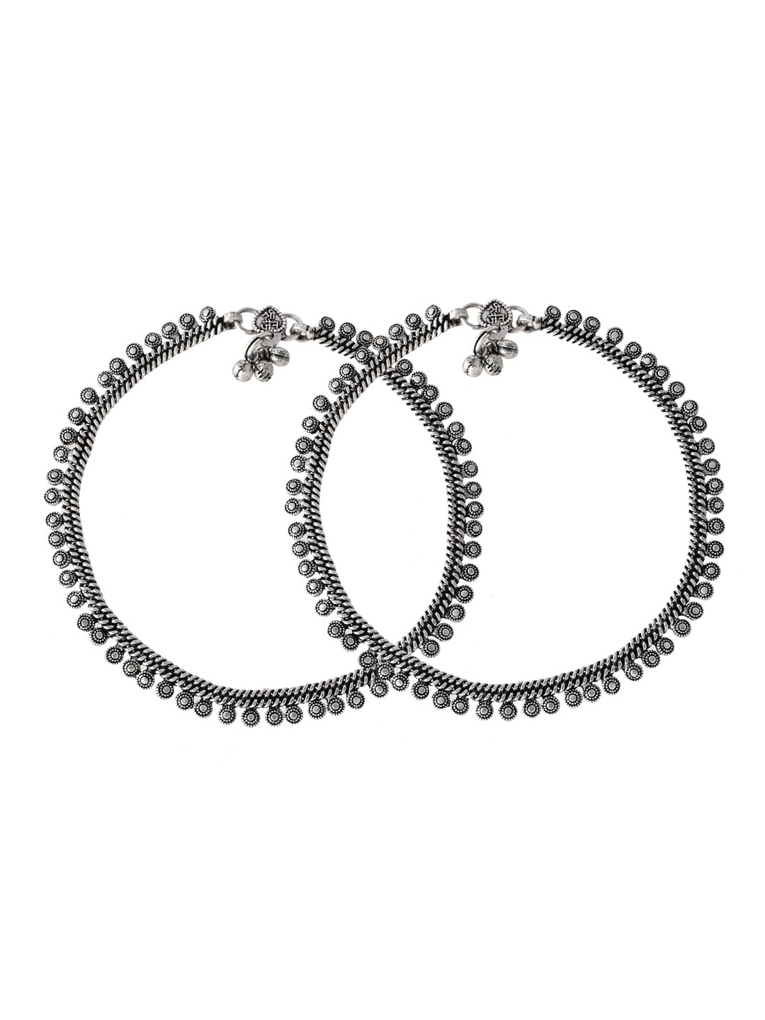 

Infuzze Set Of 2 Silver-Plated Oxidised Anklets