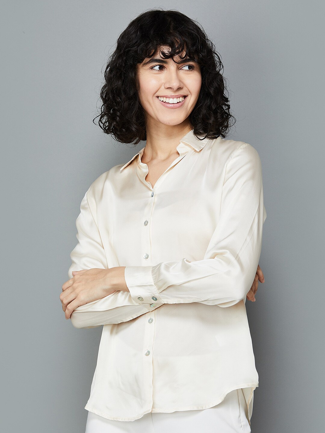 

Colour Me by Melange Long Sleeves Classic Casual Shirt, Off white