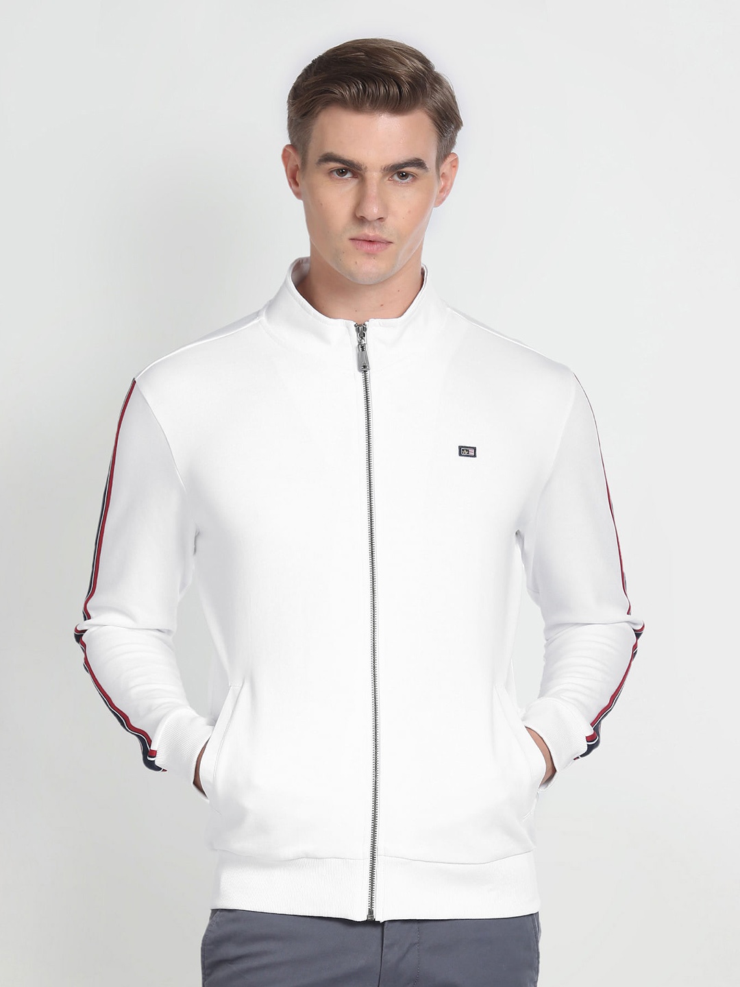 

Arrow Sport Mock Collar Front-Open Sweatshirt, White