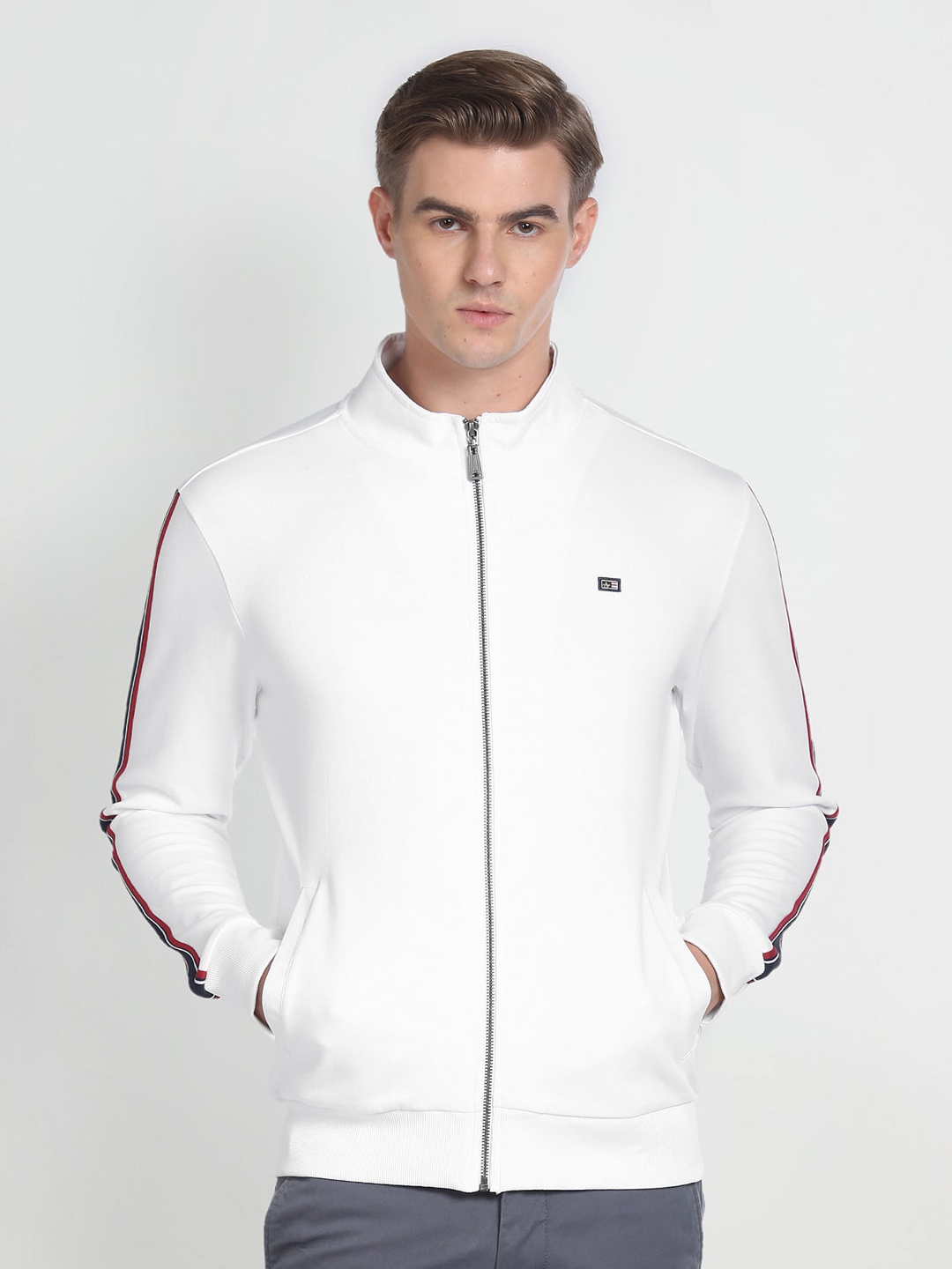 

Arrow Sport Mock Collar Front-Open Sweatshirt, White