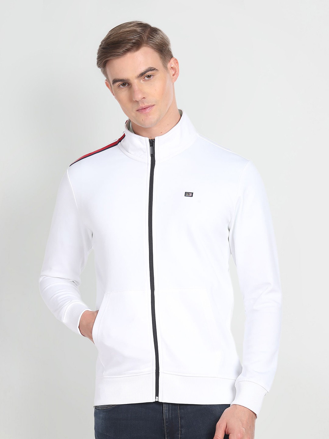 

Arrow Sport Mock Collar Front Open Sweatshirt, White