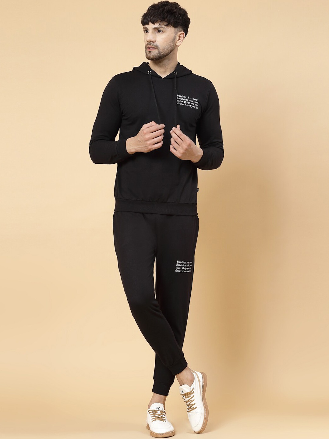 

Rigo Men Printed Hooded Cotton Tracksuits, Black