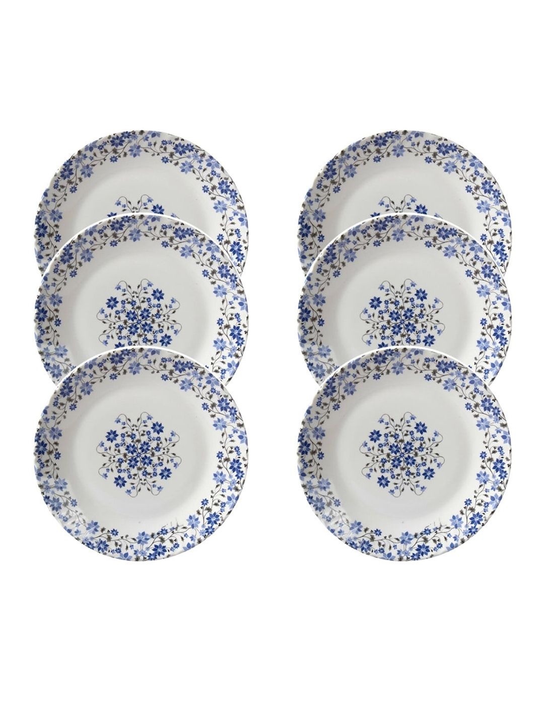 

MARKET99 Blue & White 6 Pieces Floral Printed Plates