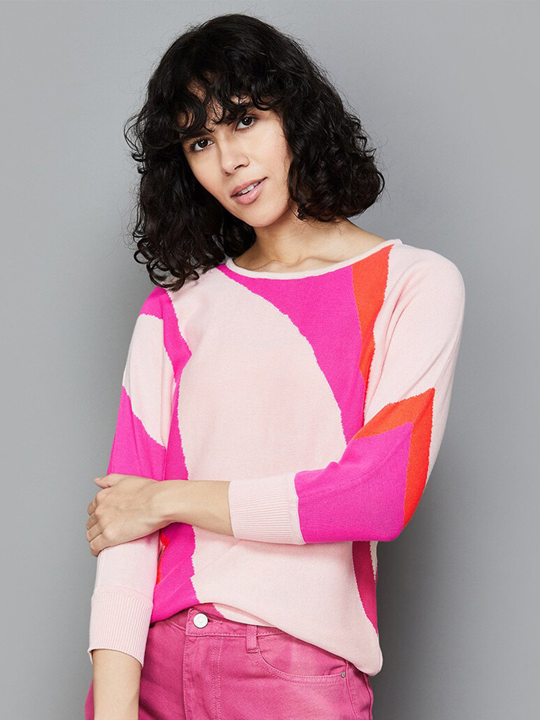 

Fame Forever by Lifestyle Abstract Printed Cotton Top, Pink